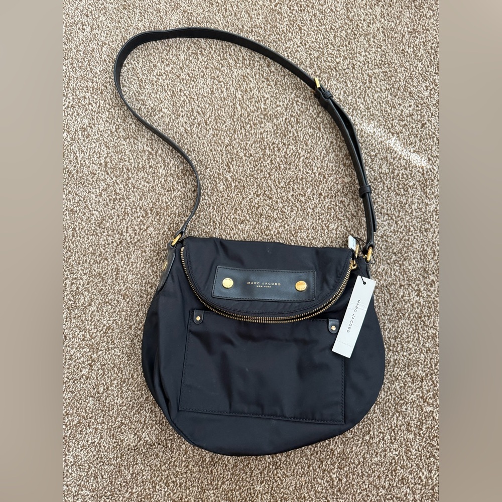 Marc Jacobs Black Crossbody Bag with Gold Accents